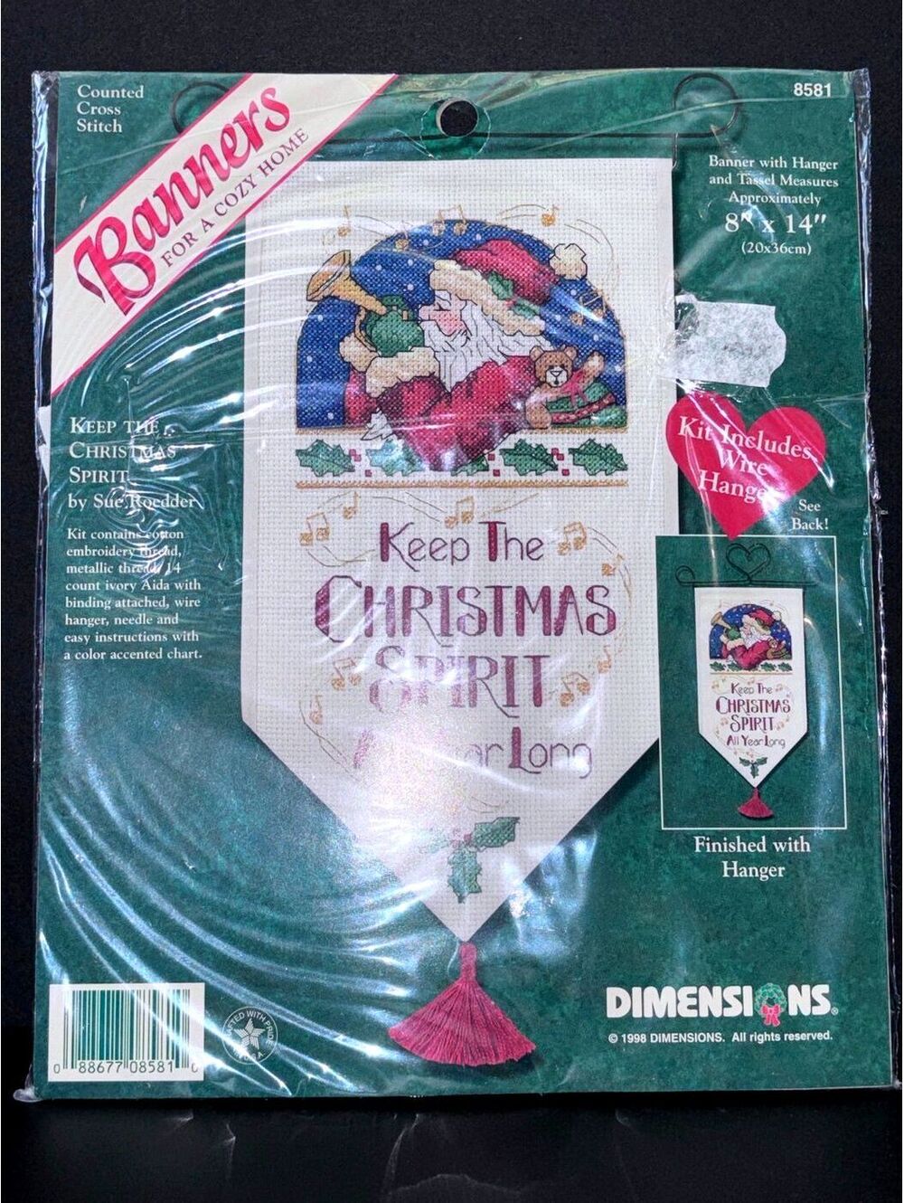 Vintage Dimensions Christmas Cross Stitch Kit Banner Santa #8851 New Sealed Pkg